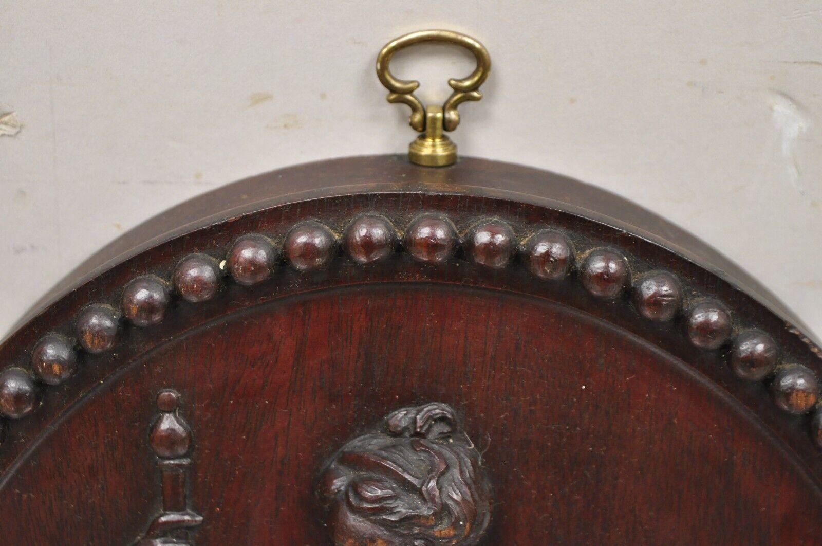 Antique Classical Oval Carved Mahogany Figural Goddess Wall Sculpture Plaque For Sale 3