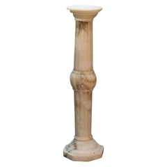 Antique Classical Reeded Marble Column Sculpture Display Pedestal, Circa 1900