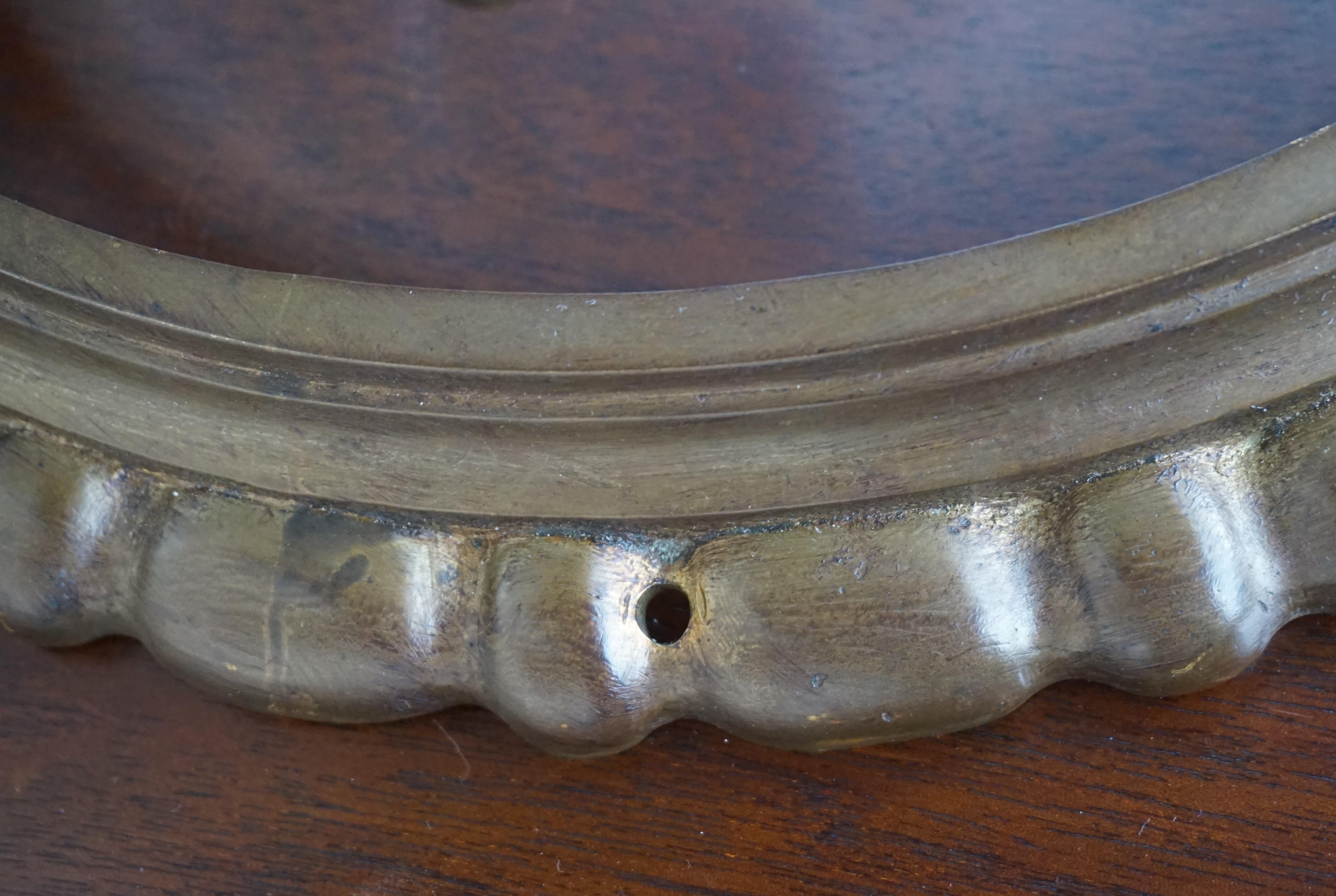 20th Century Antique Classical Revival Bronze and Hand Engraved Glass Flush Mount Fixture For Sale