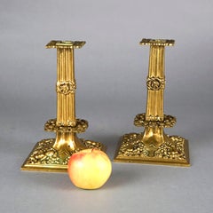 Antique Classical Rococo Figural Gilt Bronze Cherub Candlesticks Circa 1870