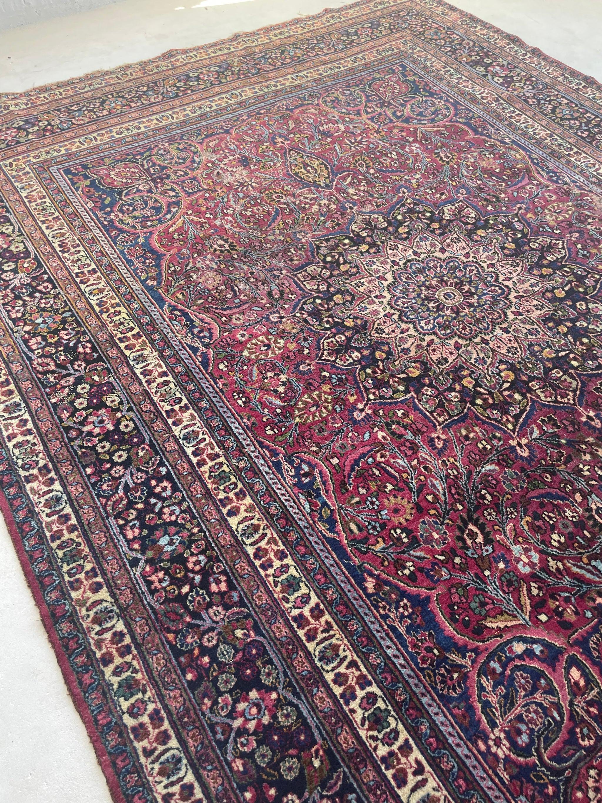 Antique Classical Rug in Jewel Tones with Signature, circa 1940's For Sale 7