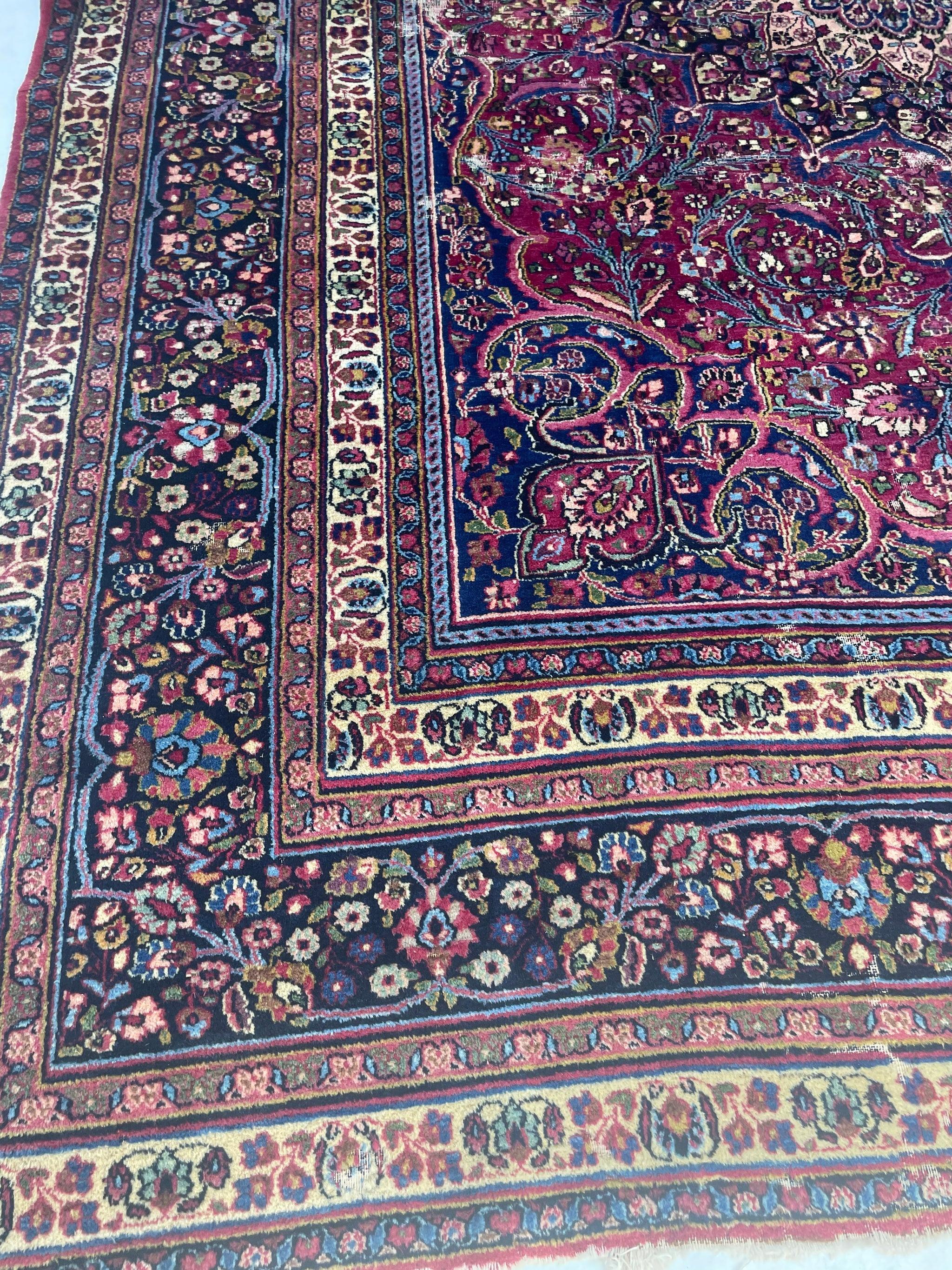 Antique Classical Rug in Jewel Tones with Signature, circa 1940's For Sale 9