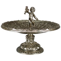 Antique Classical Silver Plated Bronze Figural Cherub Compote, circa 1890