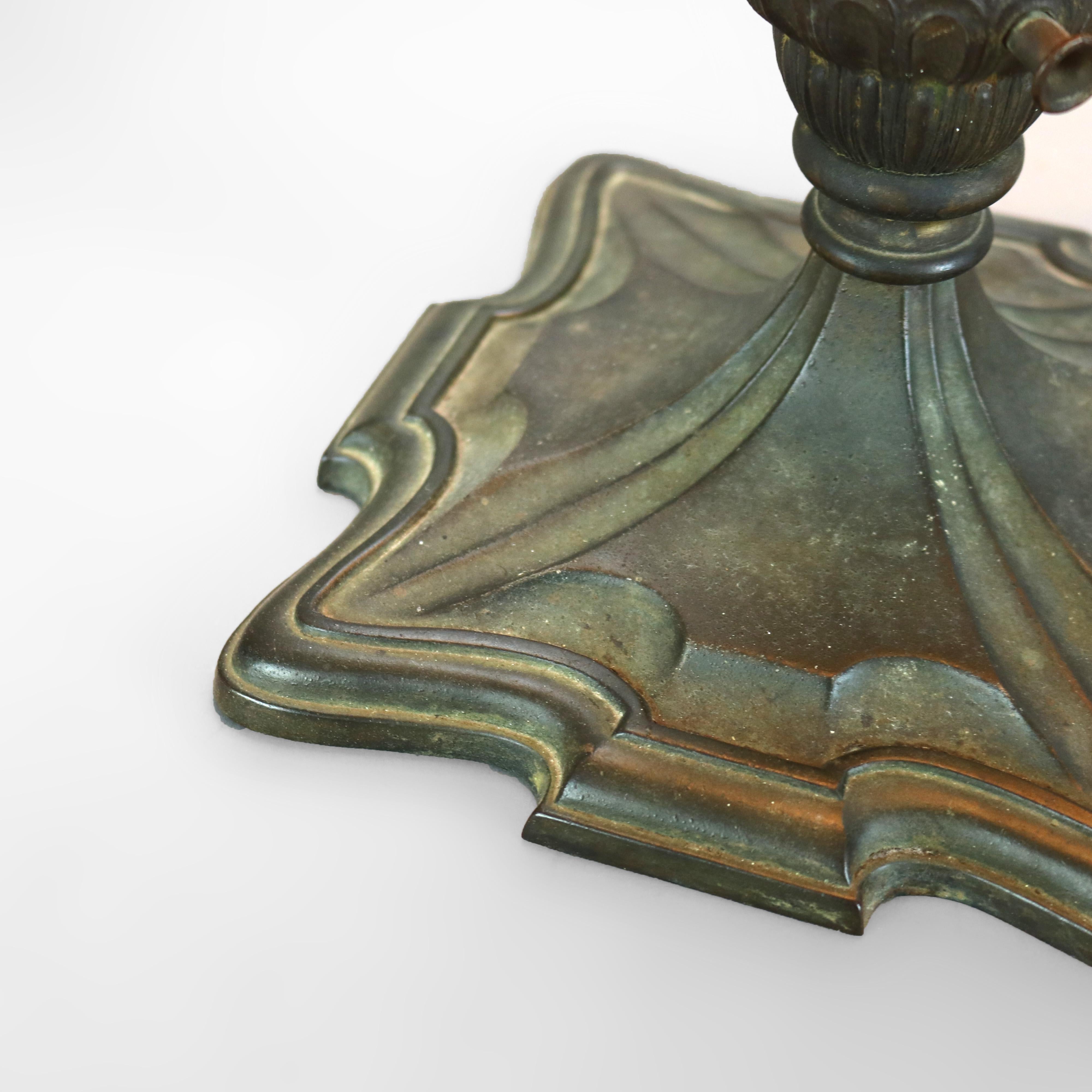 Antique Classical Slag Glass Torchiere Table Lamp in Street Lamp Form C1920 4