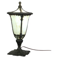 Antique Classical Slag Glass Torchiere Table Lamp in Street Lamp Form C1920