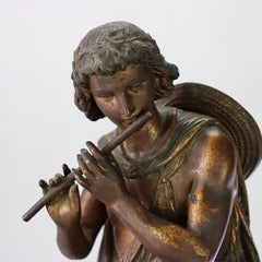 Antique Classical Slate & Figural Bronzed Mantle Clock C1890