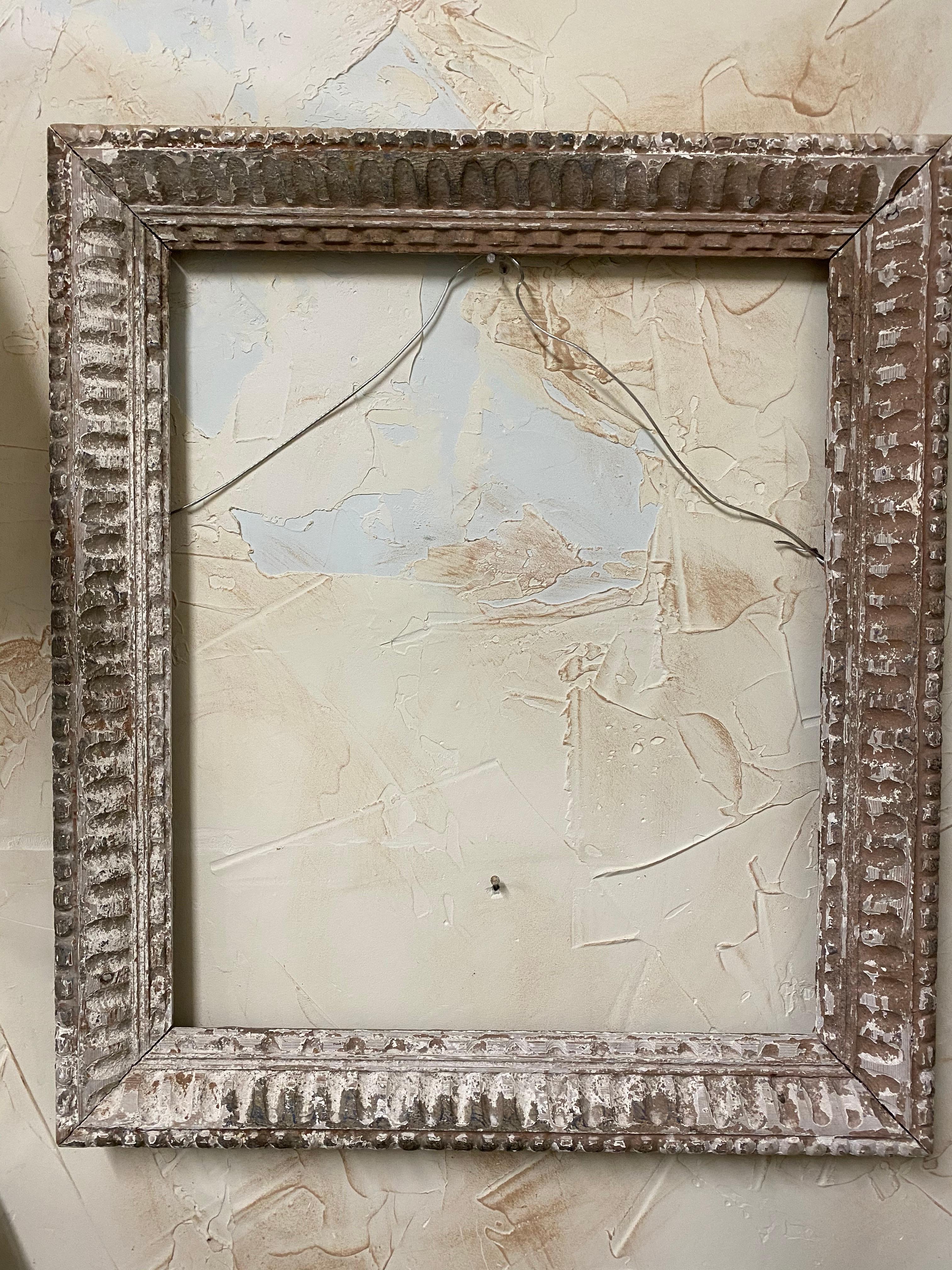 European Antique Classical Style Picture Frame with Whitewash For Sale