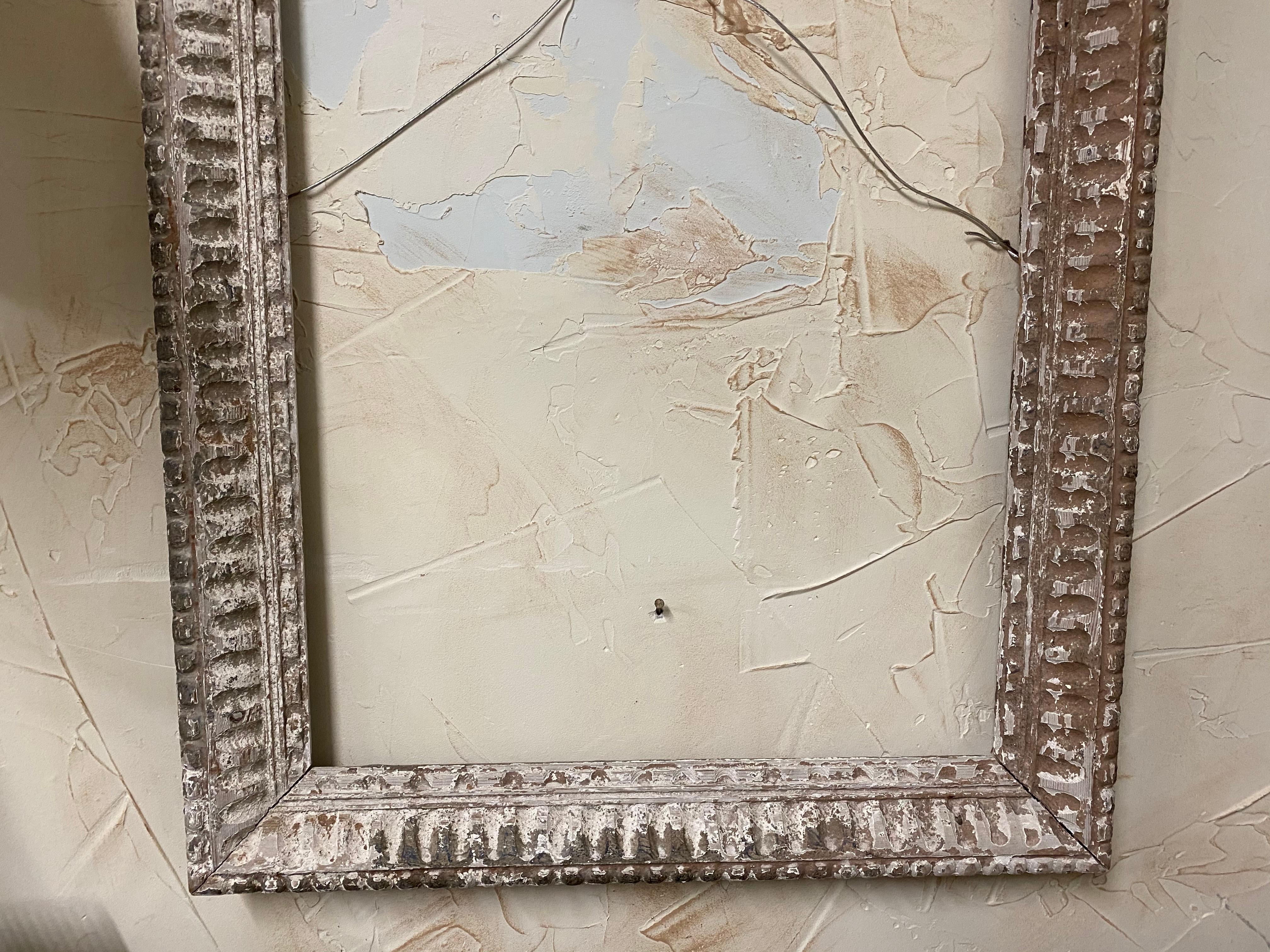 Wood Antique Classical Style Picture Frame with Whitewash For Sale