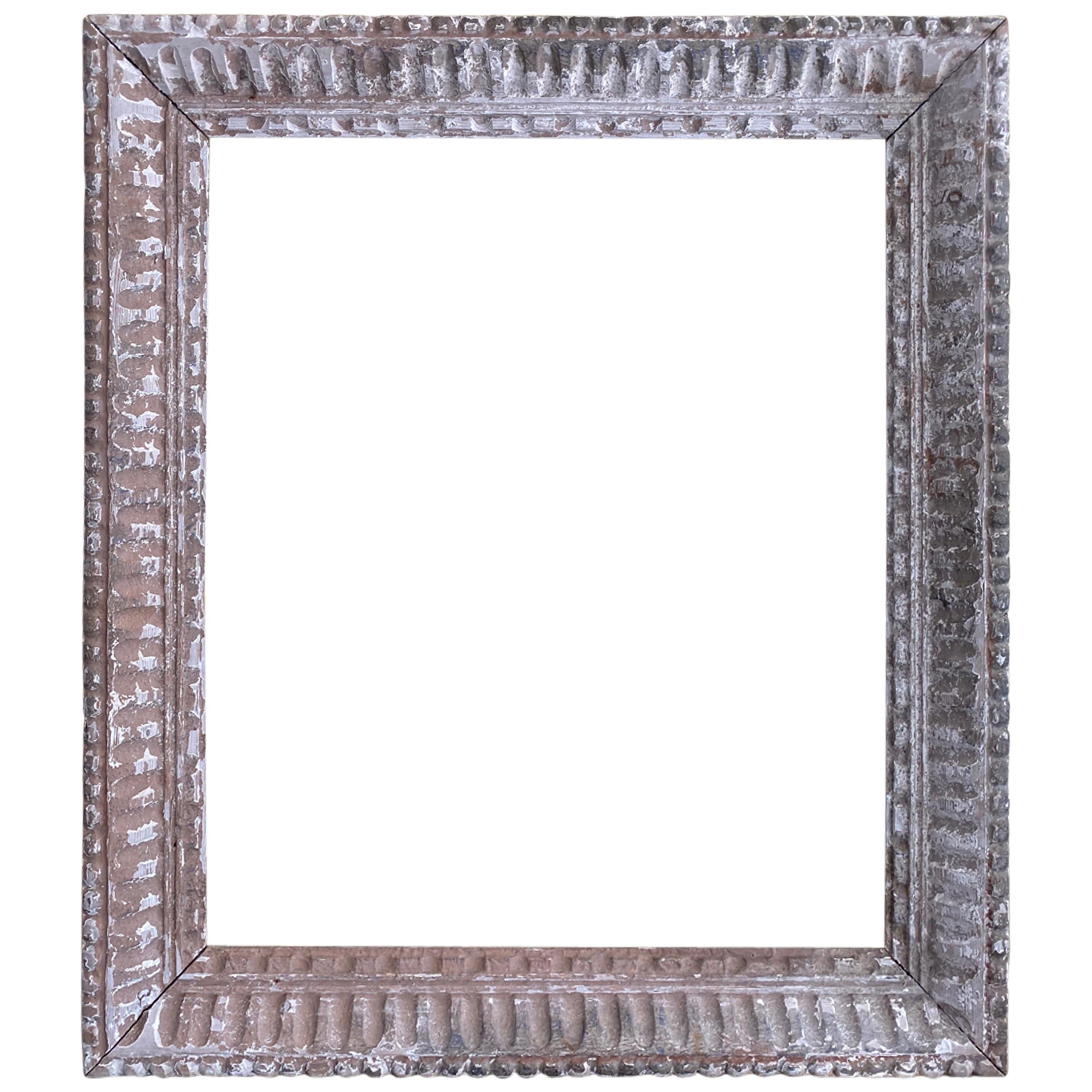 Antique Classical Style Picture Frame with Whitewash For Sale