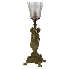 Antique Classical Three Graces Figural Gilt Table Lamp C1890