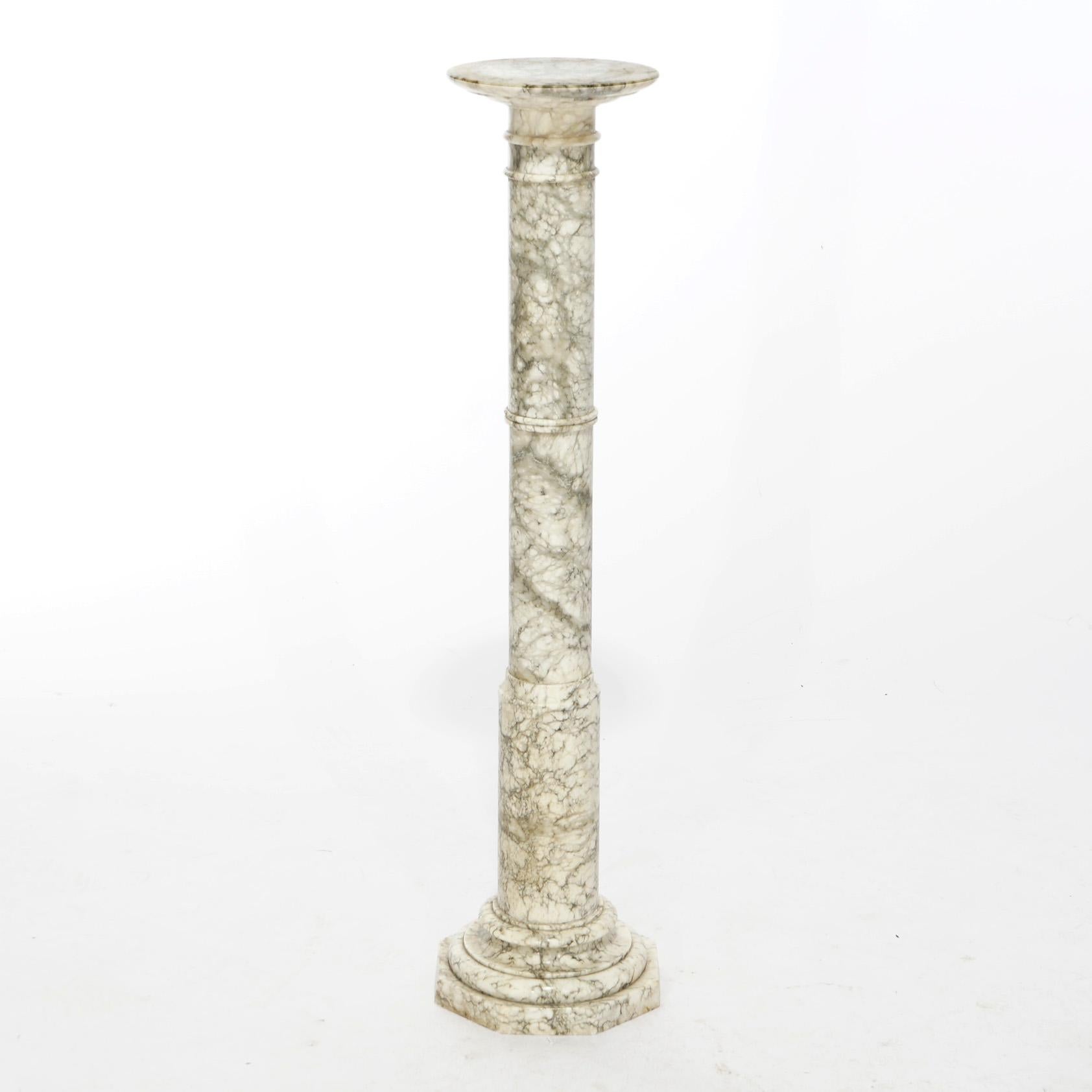 Antique Classical Variegated Marble Sculpture Display Pedestal Circa