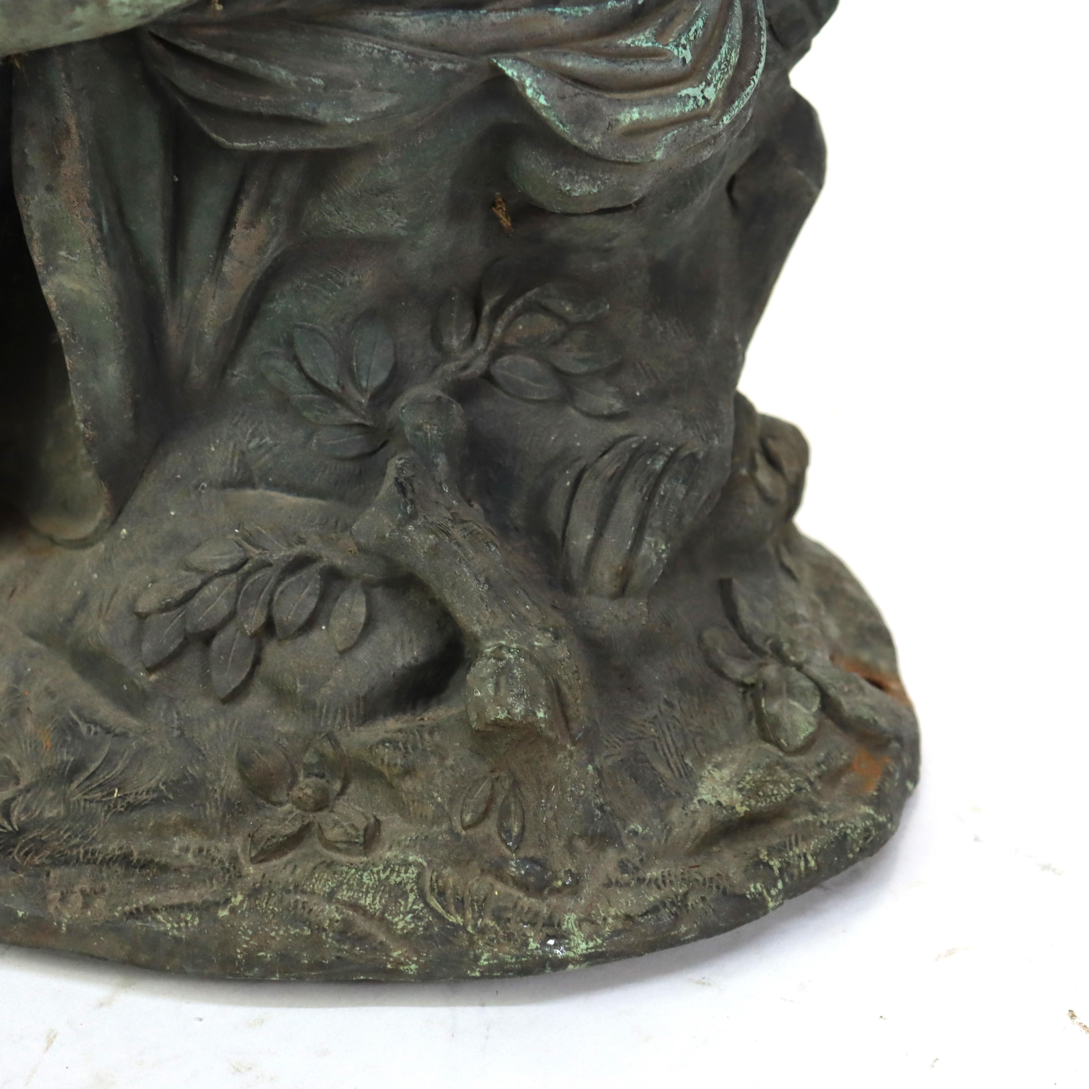 Antique Classical Verdigris Bronze Cherub Fountain Figure 19thC For Sale 2