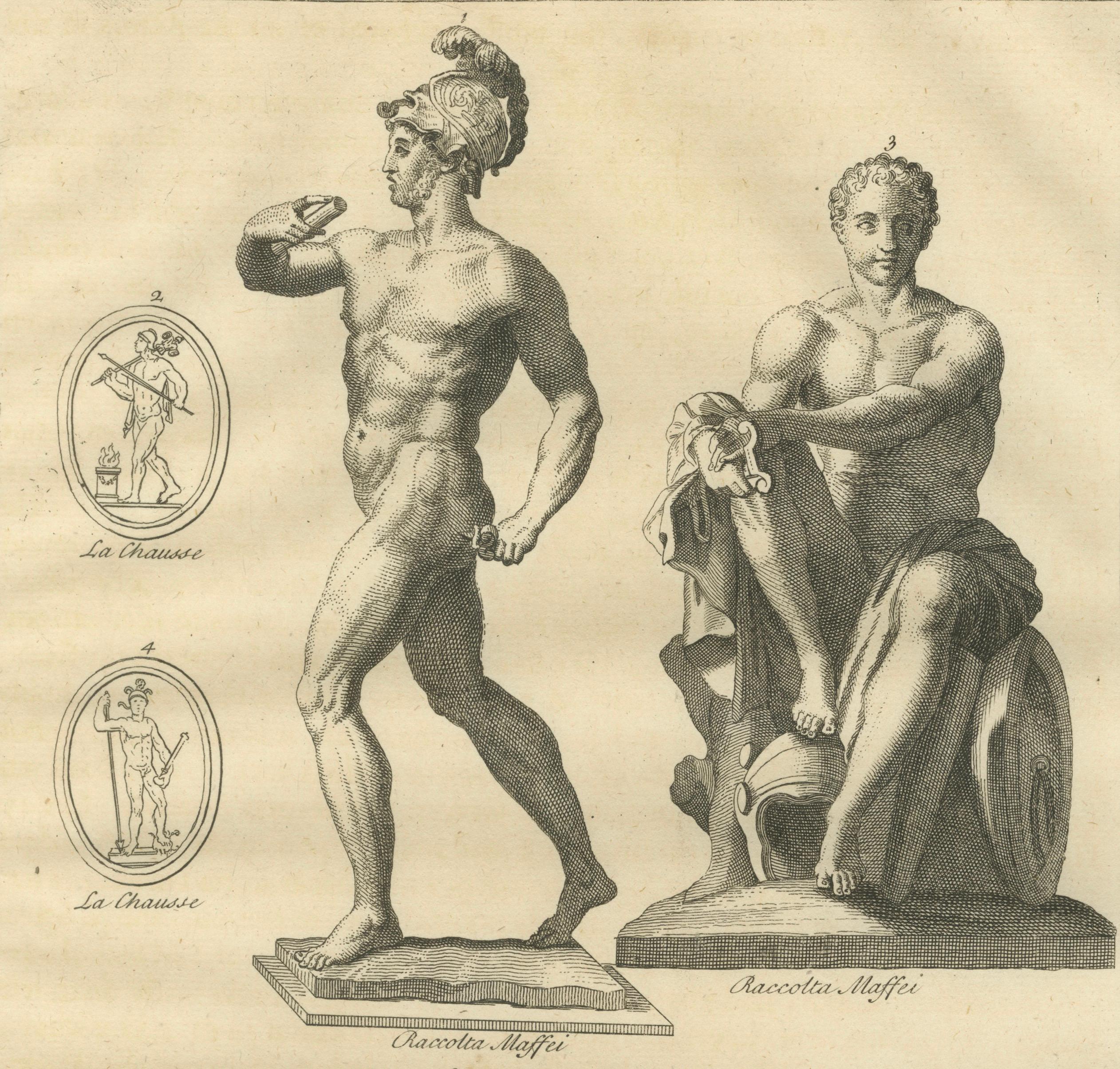 Antique Classical Wall Engraving – Roman Mythology, Montfaucon 1721