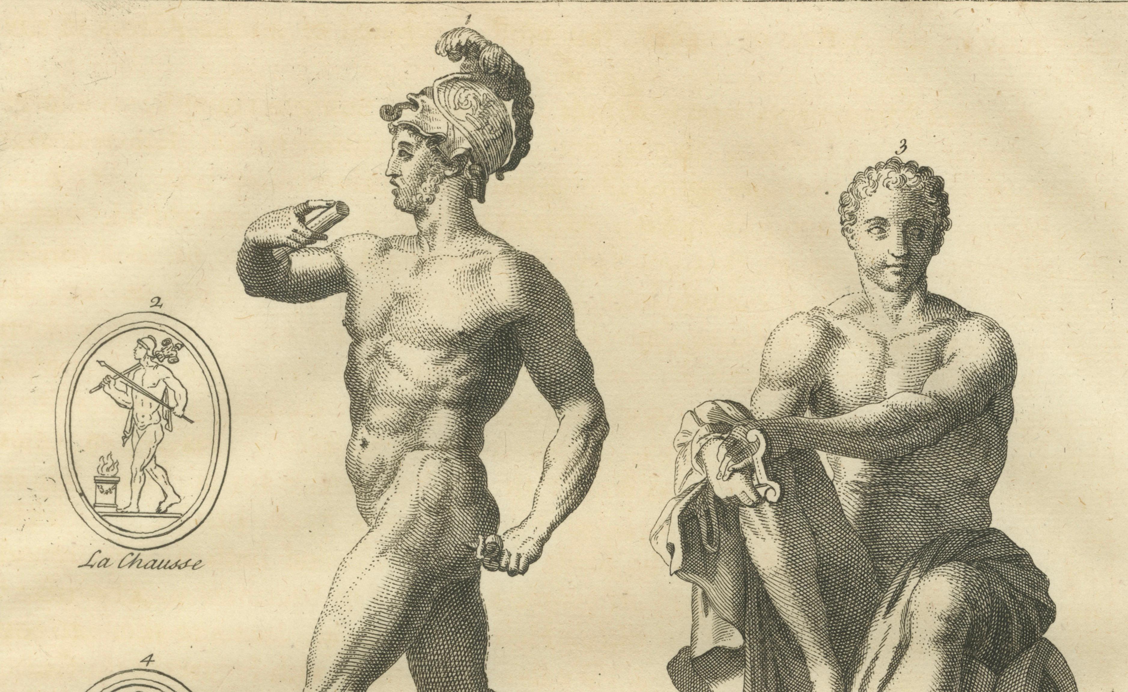 Antique Classical Wall Engraving – Roman Mythology, Montfaucon 1721