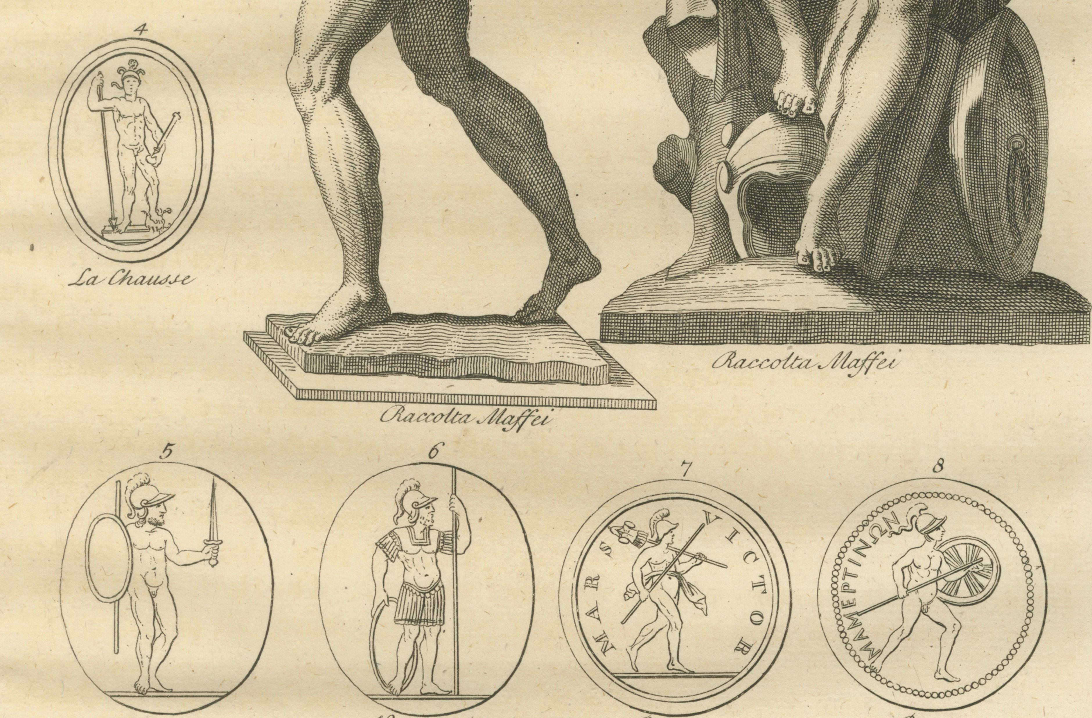 Antique Classical Wall Engraving – Roman Mythology, Montfaucon 1721