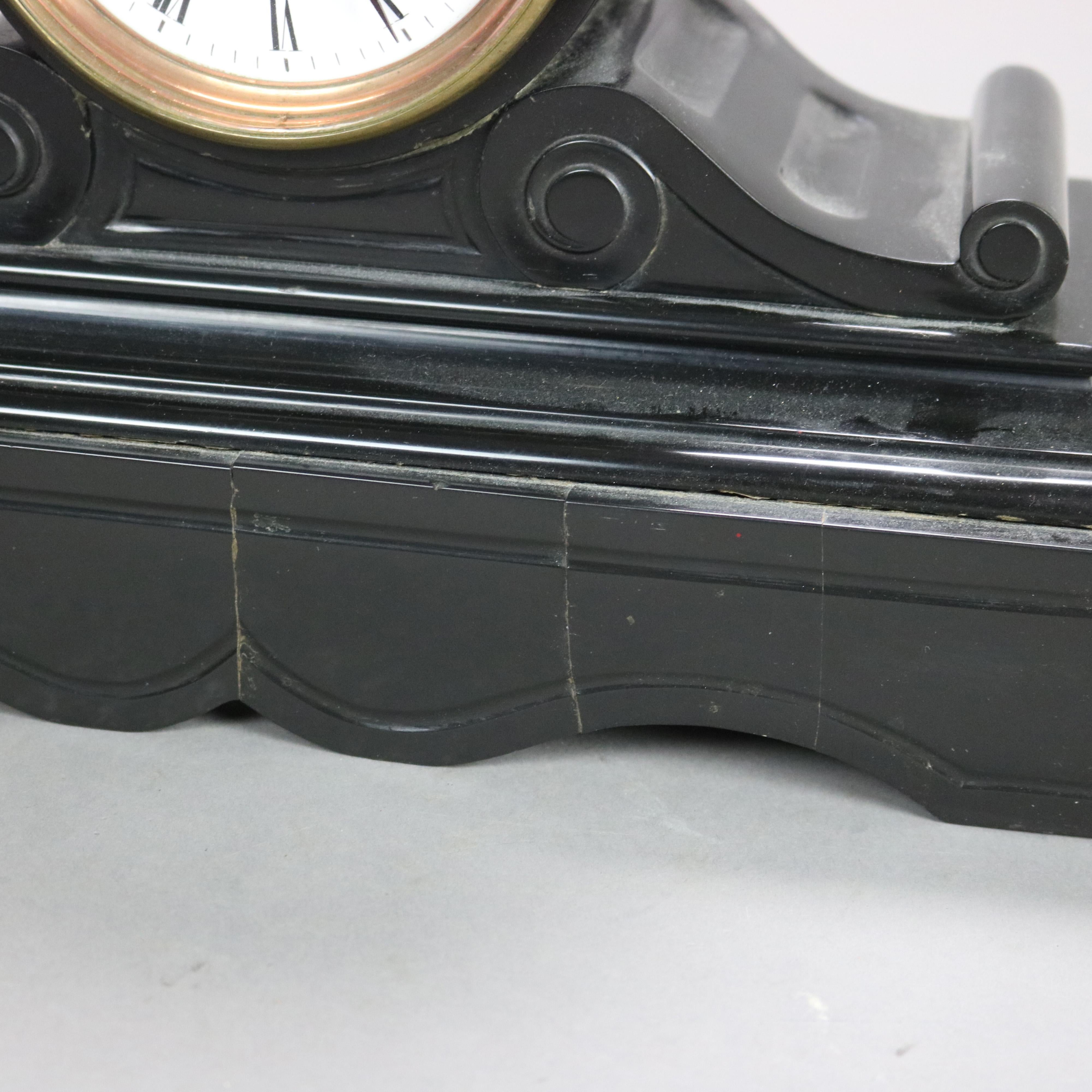 Antique Classically Designed Slate Mantle Clock, c1890

Measures - 9