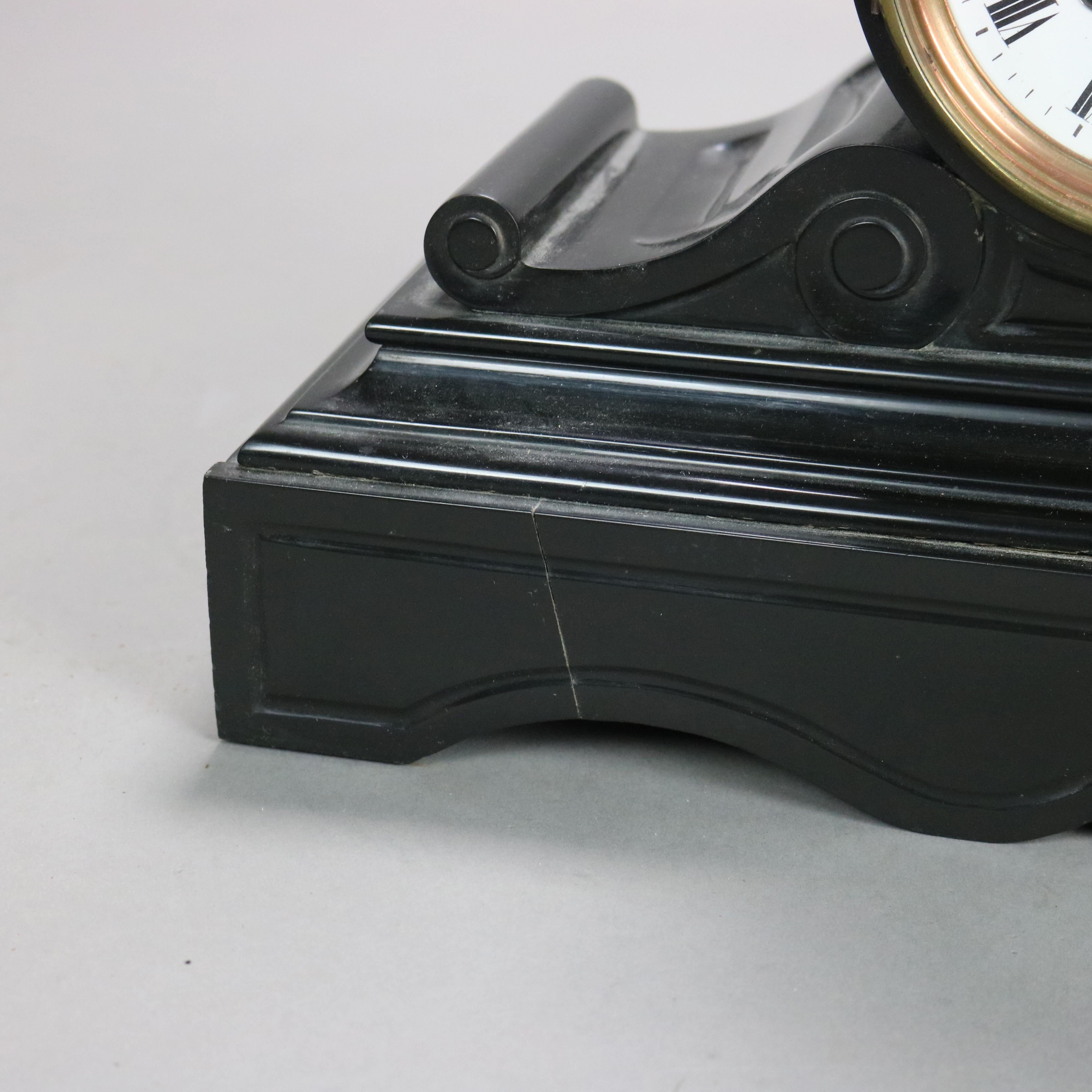 Antique Classically Designed Slate Mantle Clock, c1890 In Good Condition For Sale In Big Flats, NY