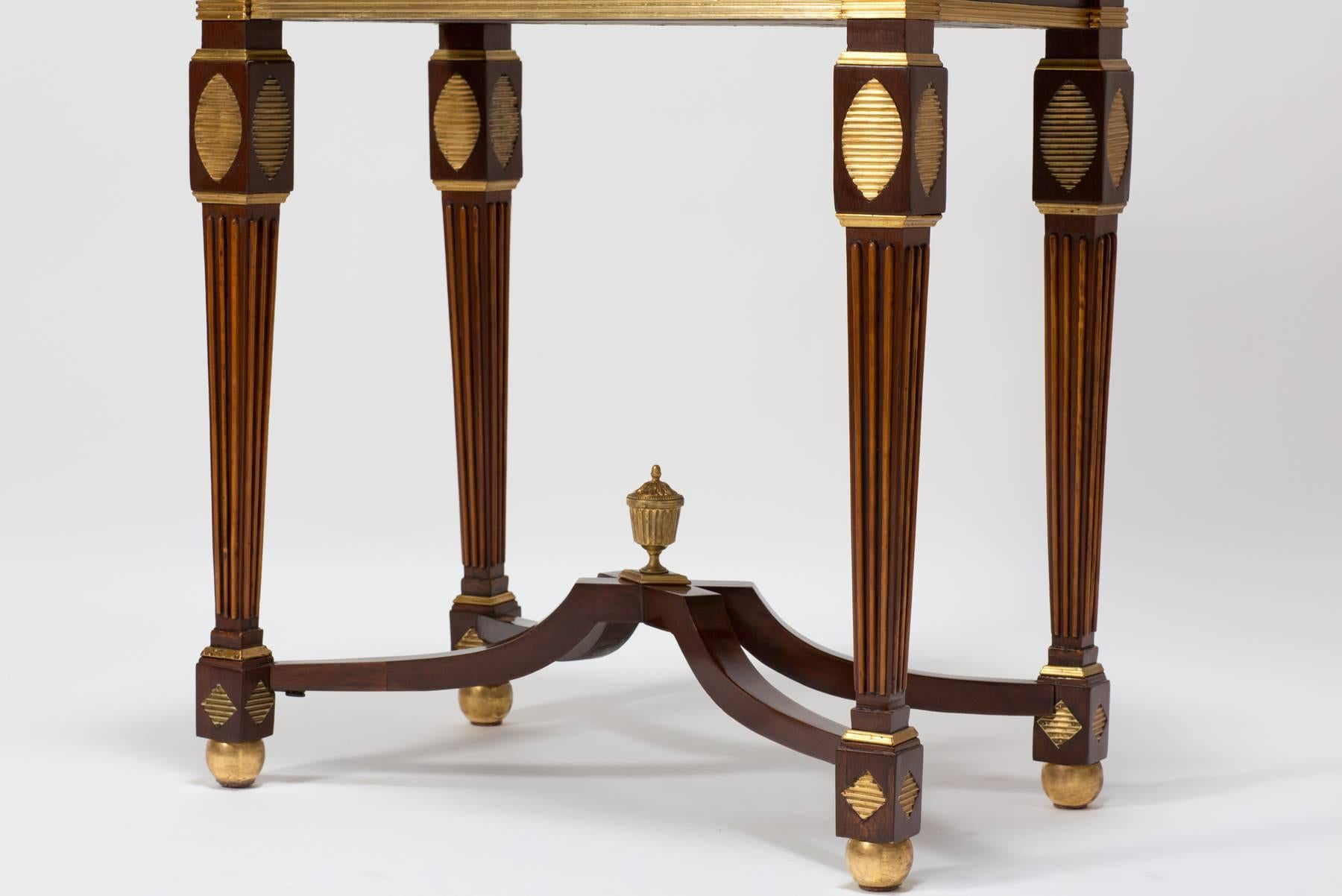 Antique Classicism Russian Mahogany Table with Brass, 18th Century For Sale 2