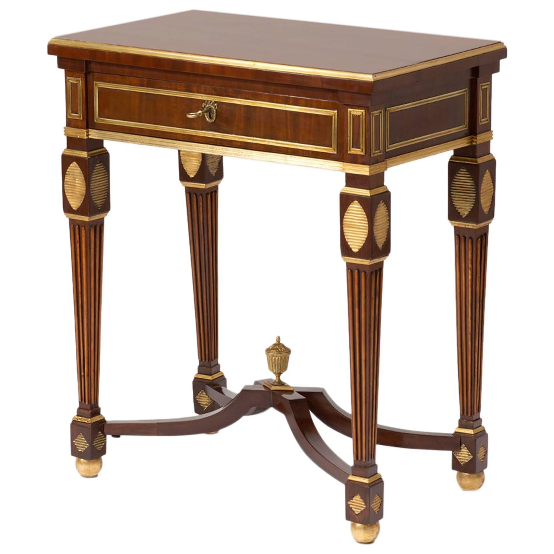 Antique Classicism Russian Mahogany Table with Brass, 18th Century For Sale