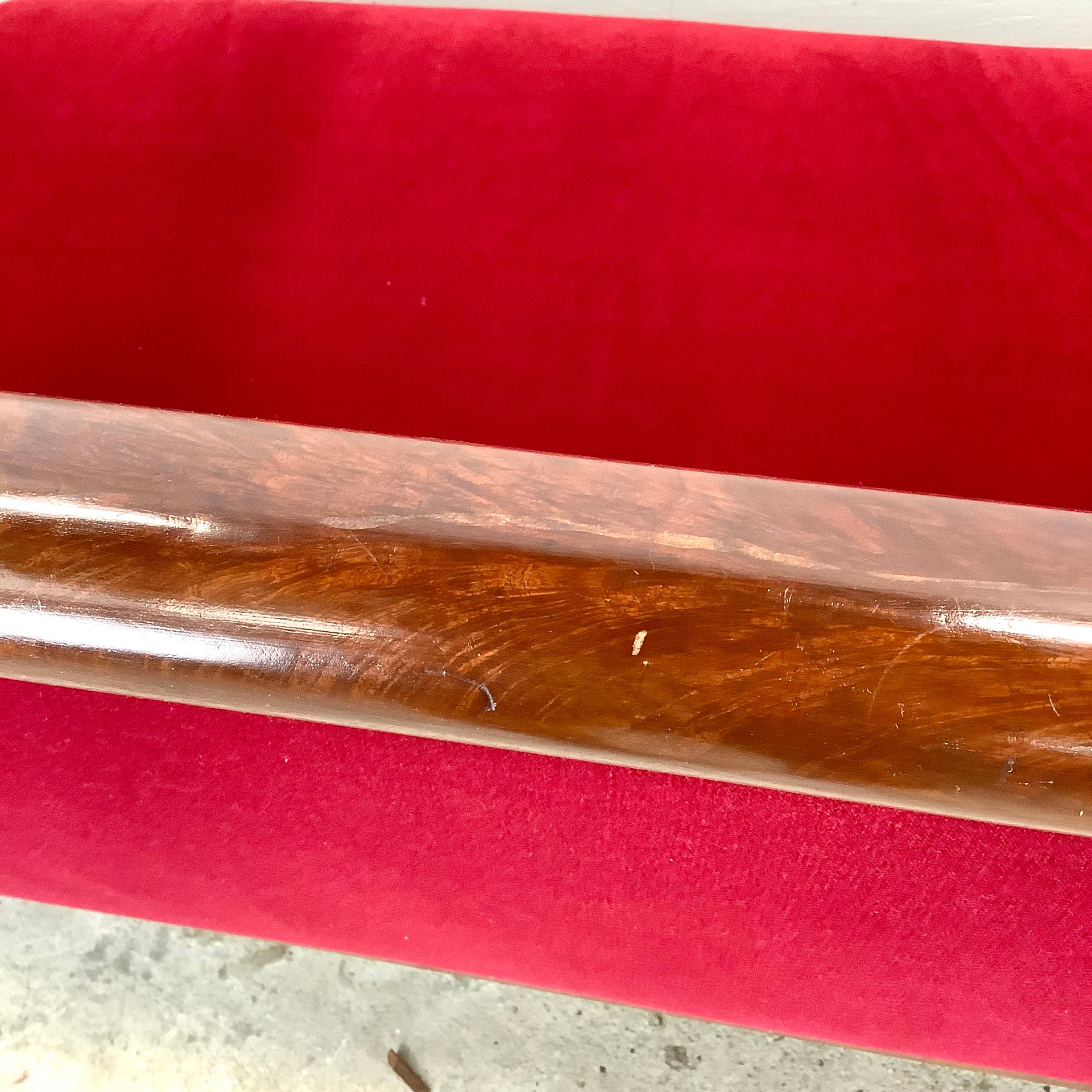 Antique Clawfoot Empire Sofa With Red Velveteen 10