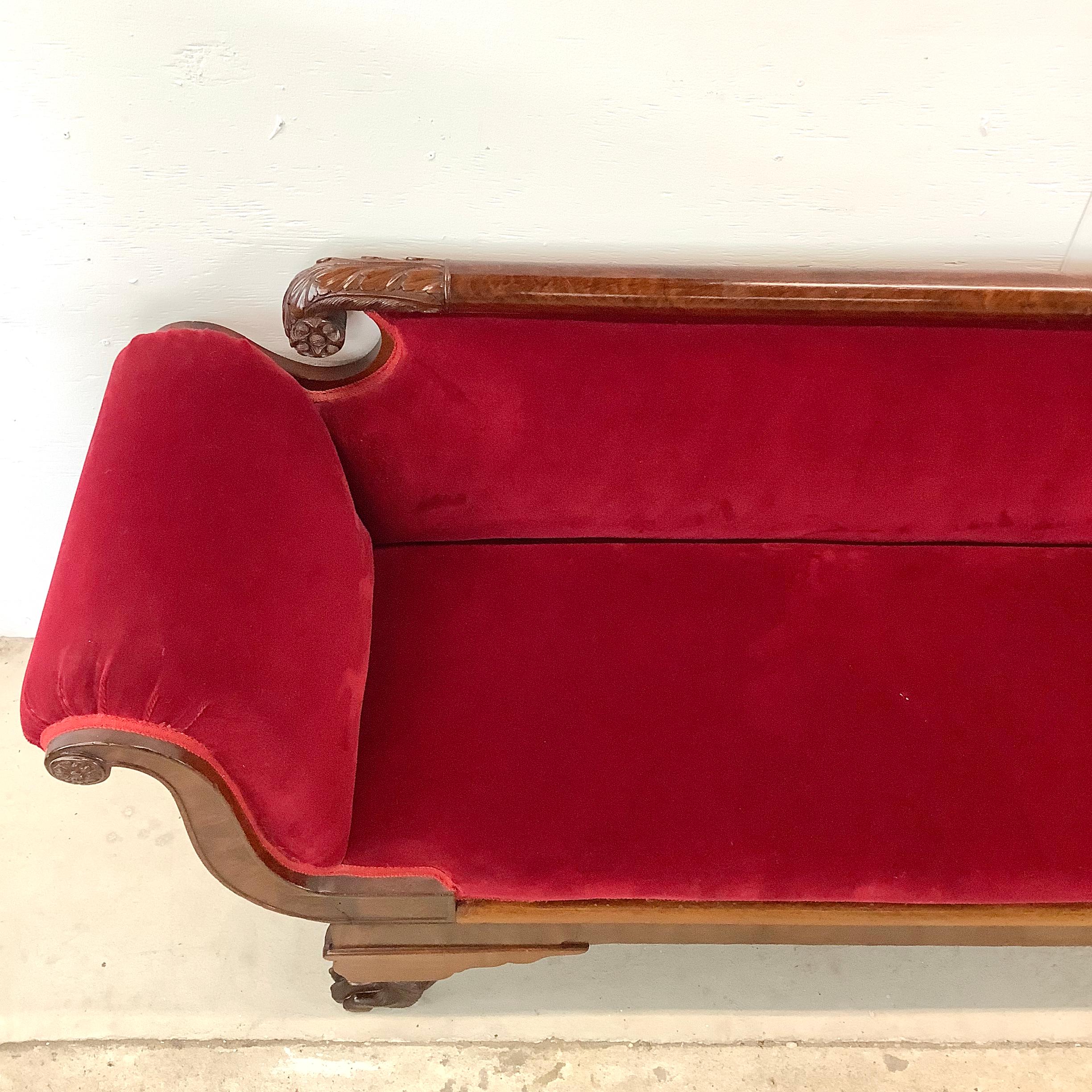 Other Antique Clawfoot Empire Sofa With Red Velveteen