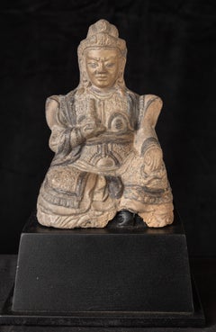 Antique Clay Carved Pottery Figure Represents Li Jing