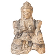 Antique Clay Carved Pottery Figure Represents Li Jing