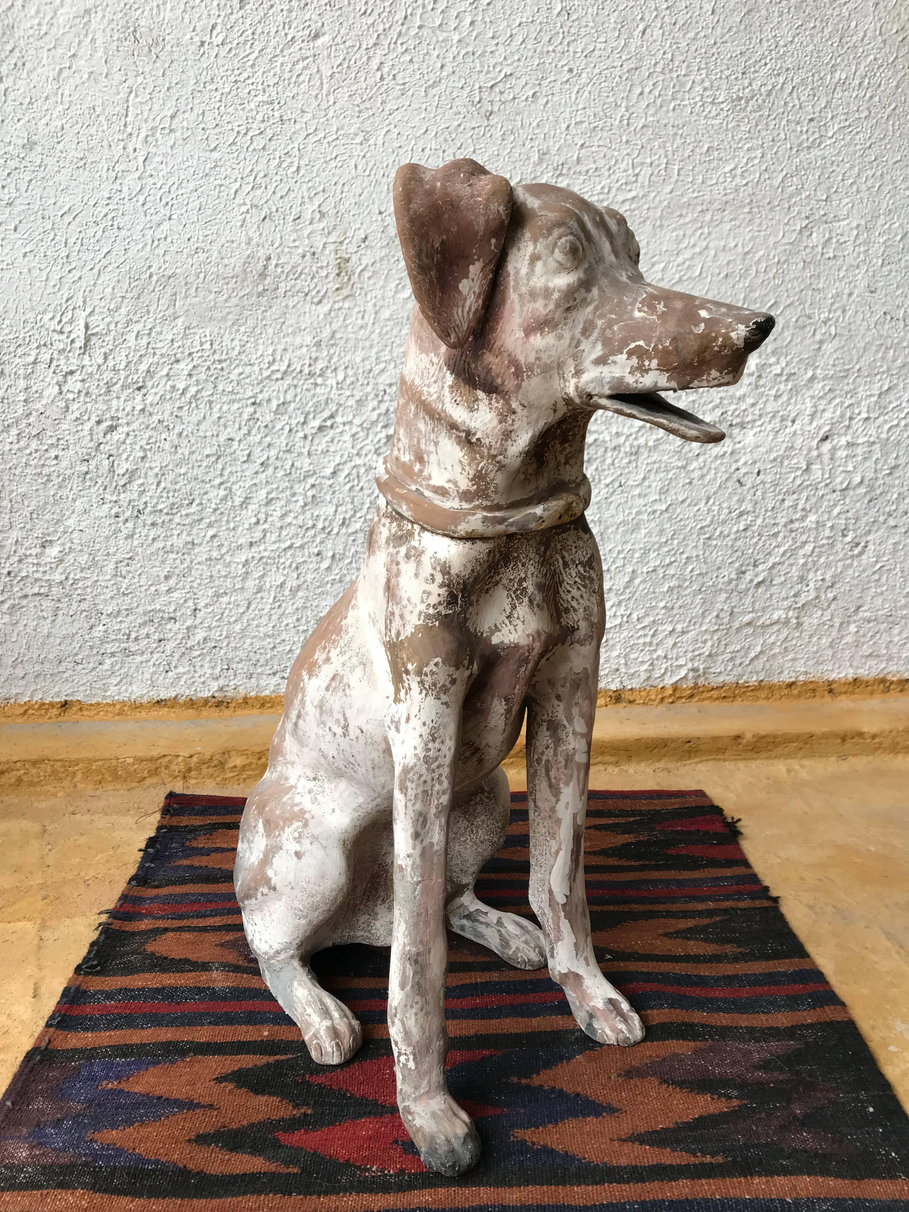 Rare to find antique clay figure of dog with exquisite patina, found in the southern state of Oaxaca, México, circa 1900.