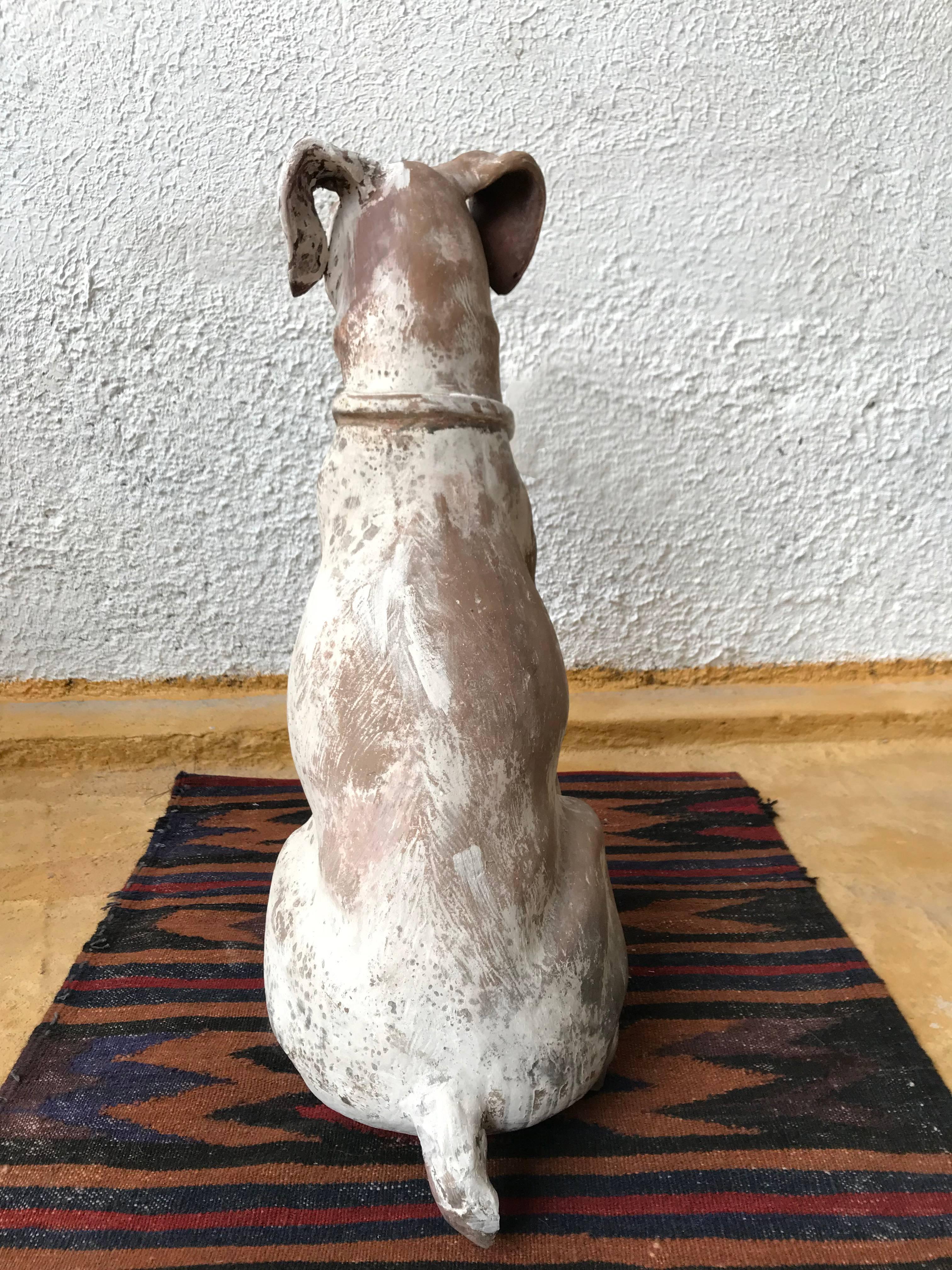 Polychromed Antique Clay Figure of Dog Found in Southern México, circa 1900