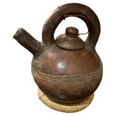 Antico vaso d'acqua in argilla cotta con coperchio - Popoli Gurunsi Burkina Faso