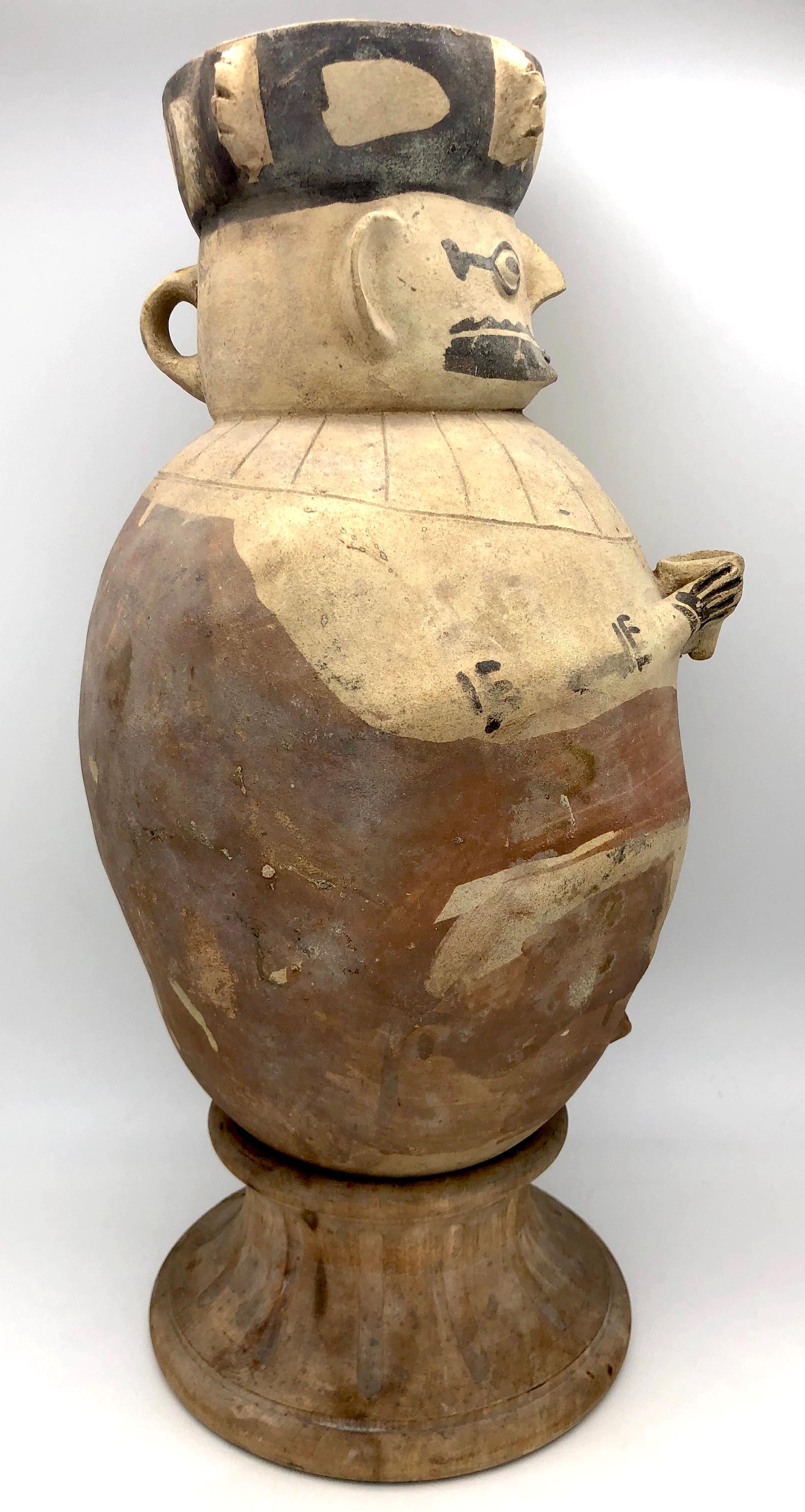 Anthropomorphic urn vessel made out of clay in Peru during the Chancay period between the 11th and 14th century.