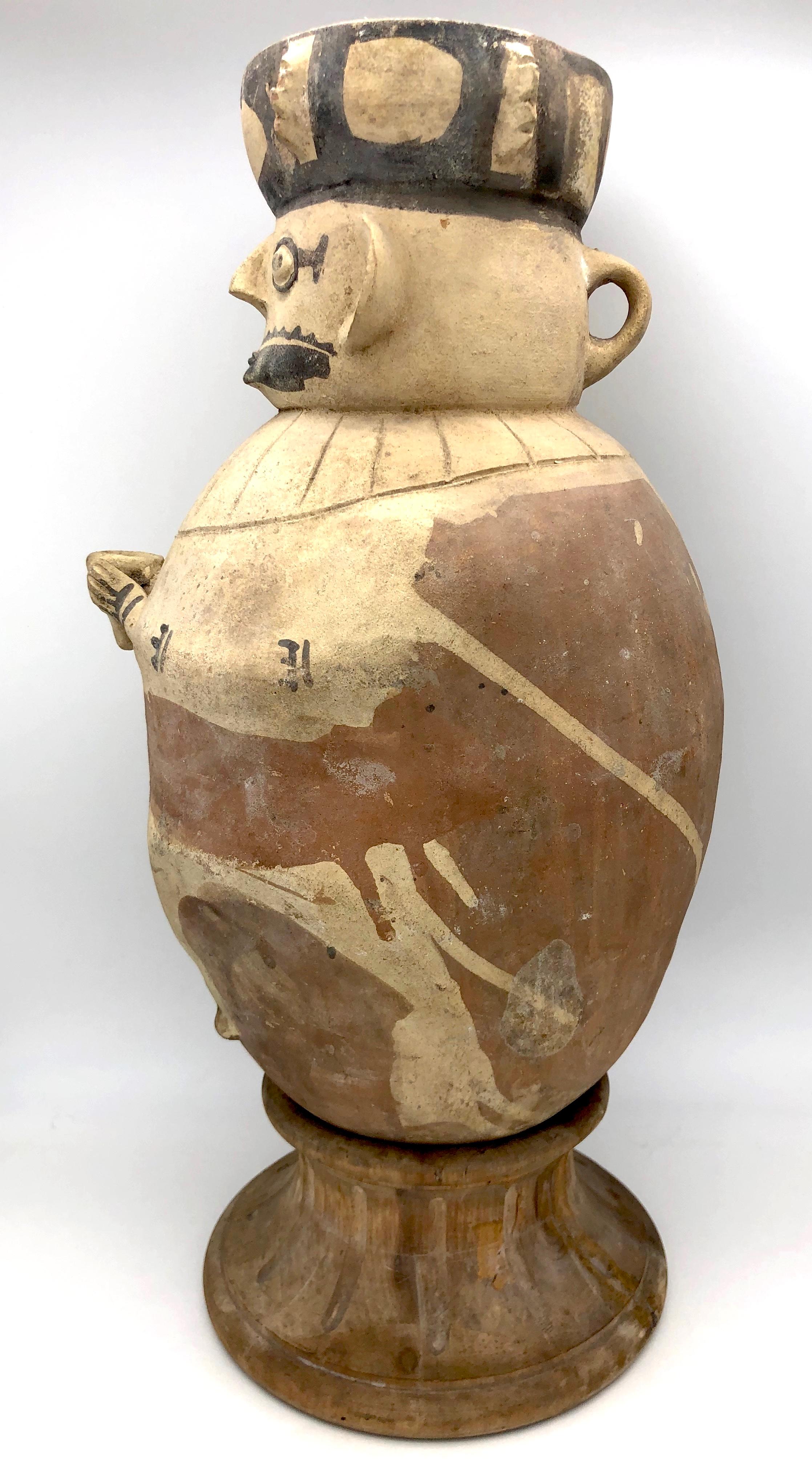 Painted Antique Clay Urn Vessel Chancay Peru