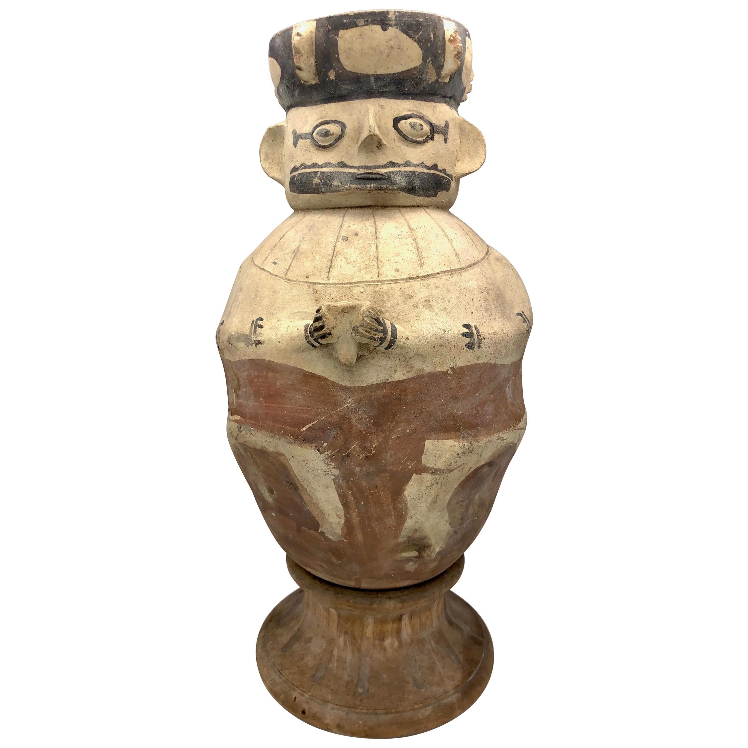 Antique Clay Urn Vessel Chancay Peru