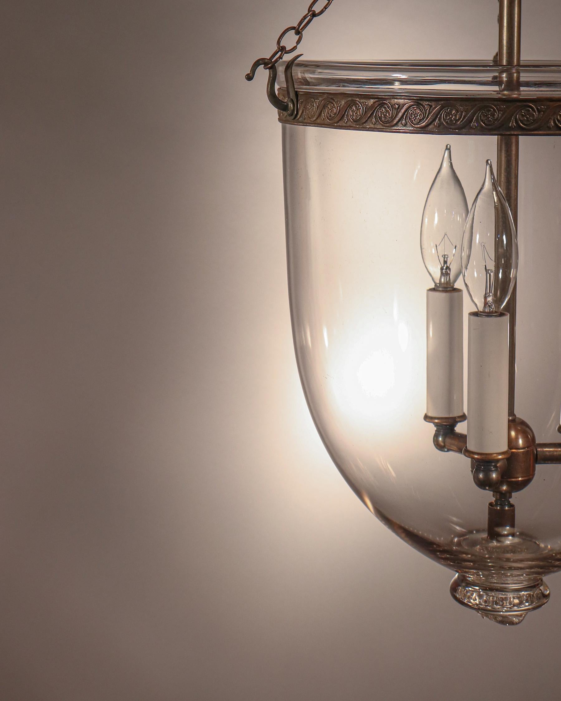 English Antique Clear Glass Bell Jar Lantern