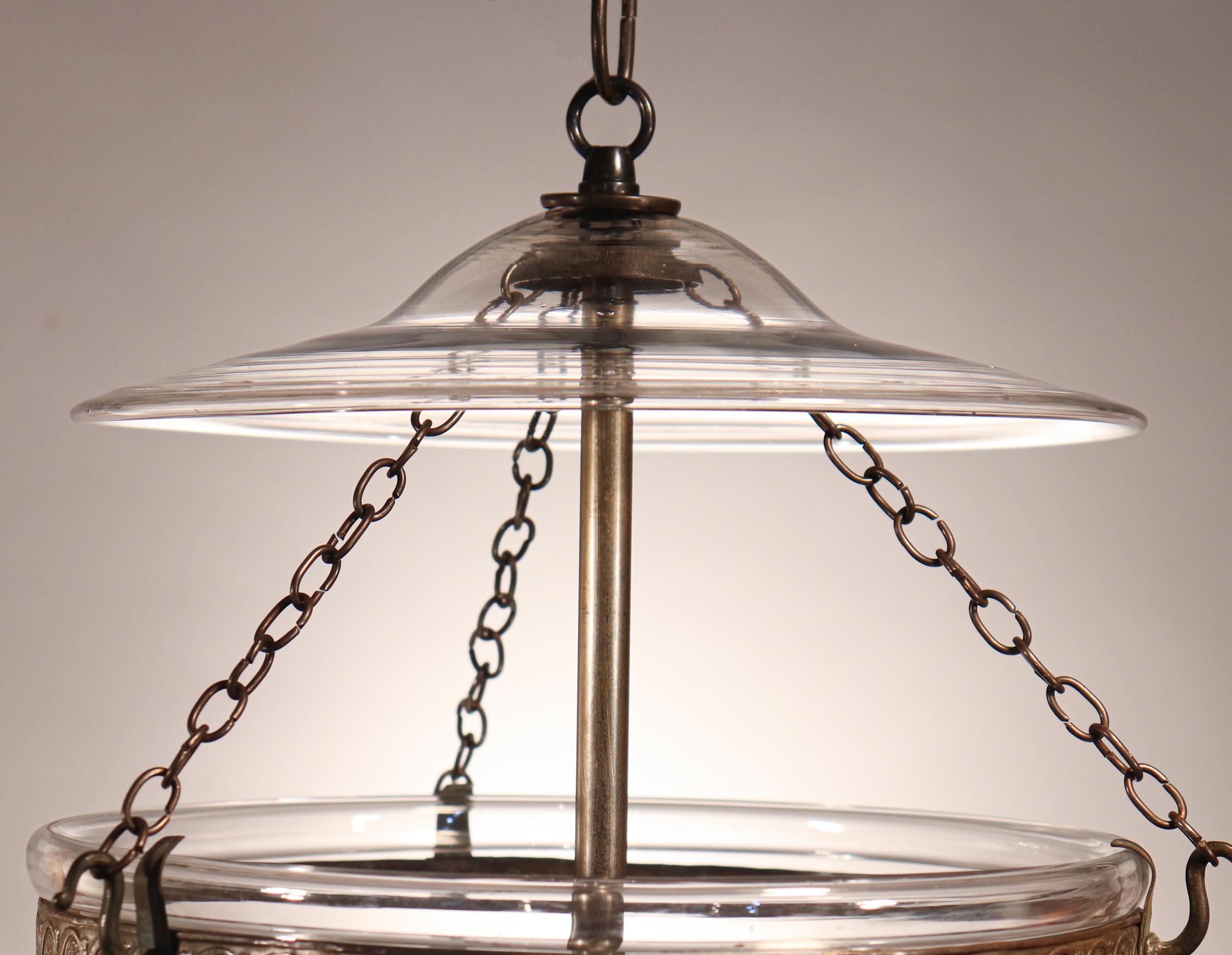 Brass Antique Clear Glass Bell Jar Lantern