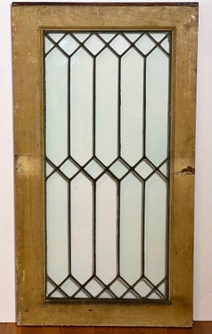 Antique Clear Leaded Glass Window with Wood Frame