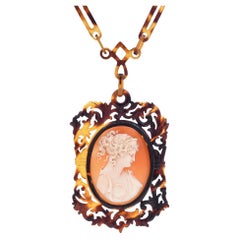 Antique "Cleopatra" Cameo Shell Necklace