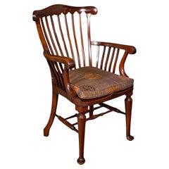Sillón de Clérigo Antiguo, Inglés, Silla de Codo, Georgian Revival, Victoriano
