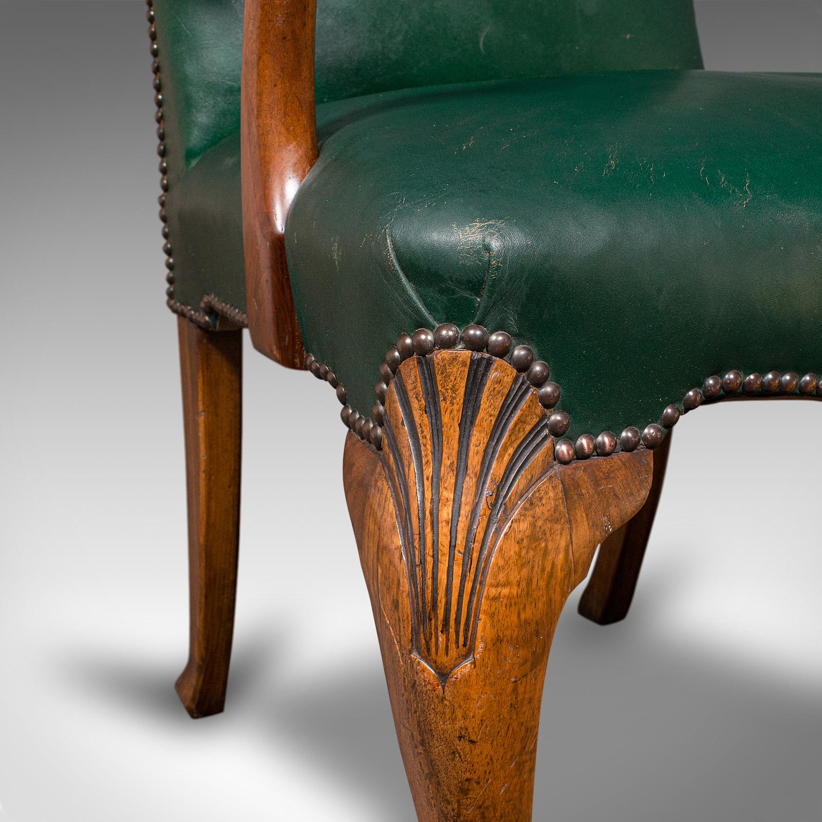 Antique Clerk's Desk Chair, English, Beech, Leather, Elbow Seat, Home, Office For Sale 4