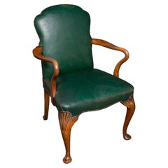Antique Clerk's Desk Chair, English, Beech, Leather, Elbow Seat, Home, Office