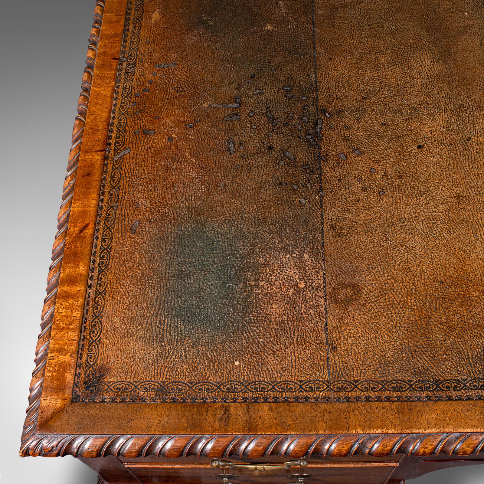 Antiker Clerk's-Schreibtisch, englisch, Leder, Partner, Home Office, Edwardianisch, um 1910 im Angebot 4