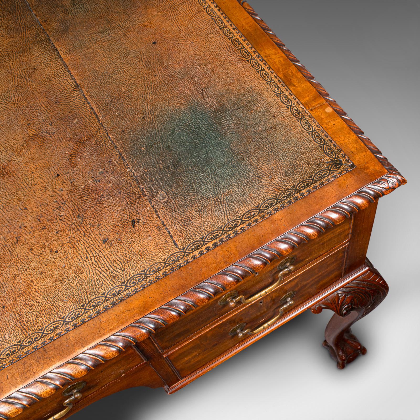 Antiker Clerk's-Schreibtisch, englisch, Leder, Partner, Home Office, Edwardianisch, um 1910 im Angebot 5