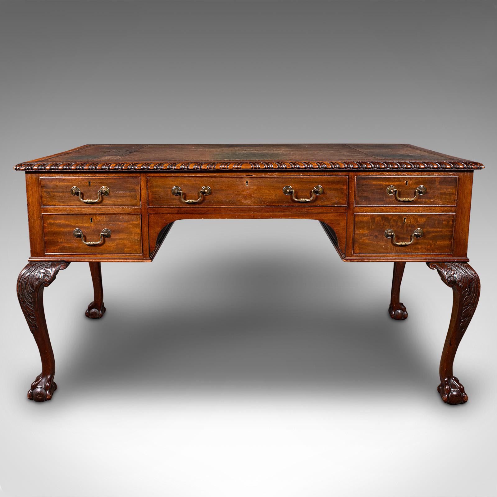 Antiker Clerk's-Schreibtisch, englisch, Leder, Partner, Home Office, Edwardianisch, um 1910 (Britisch) im Angebot