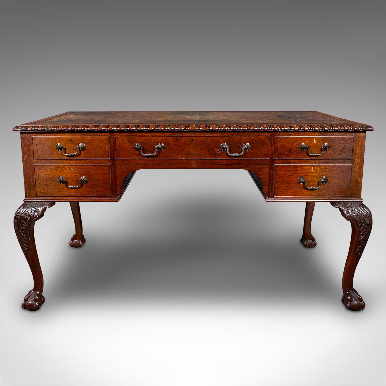 Antiker Clerk's-Schreibtisch, englisch, Leder, Partner, Home Office, Edwardianisch, um 1910 (20. Jahrhundert) im Angebot