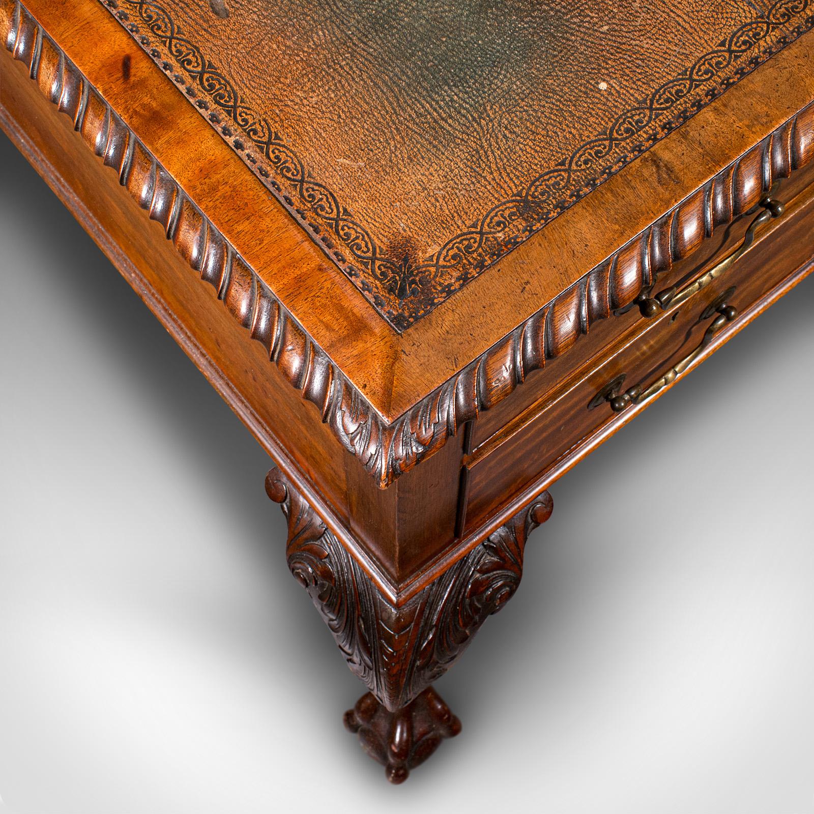 Antiker Clerk's-Schreibtisch, englisch, Leder, Partner, Home Office, Edwardianisch, um 1910 im Angebot 3