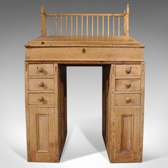 Antique Clerks Desk English, Victorian Pine Bureau Late 19th Century, circa 1900