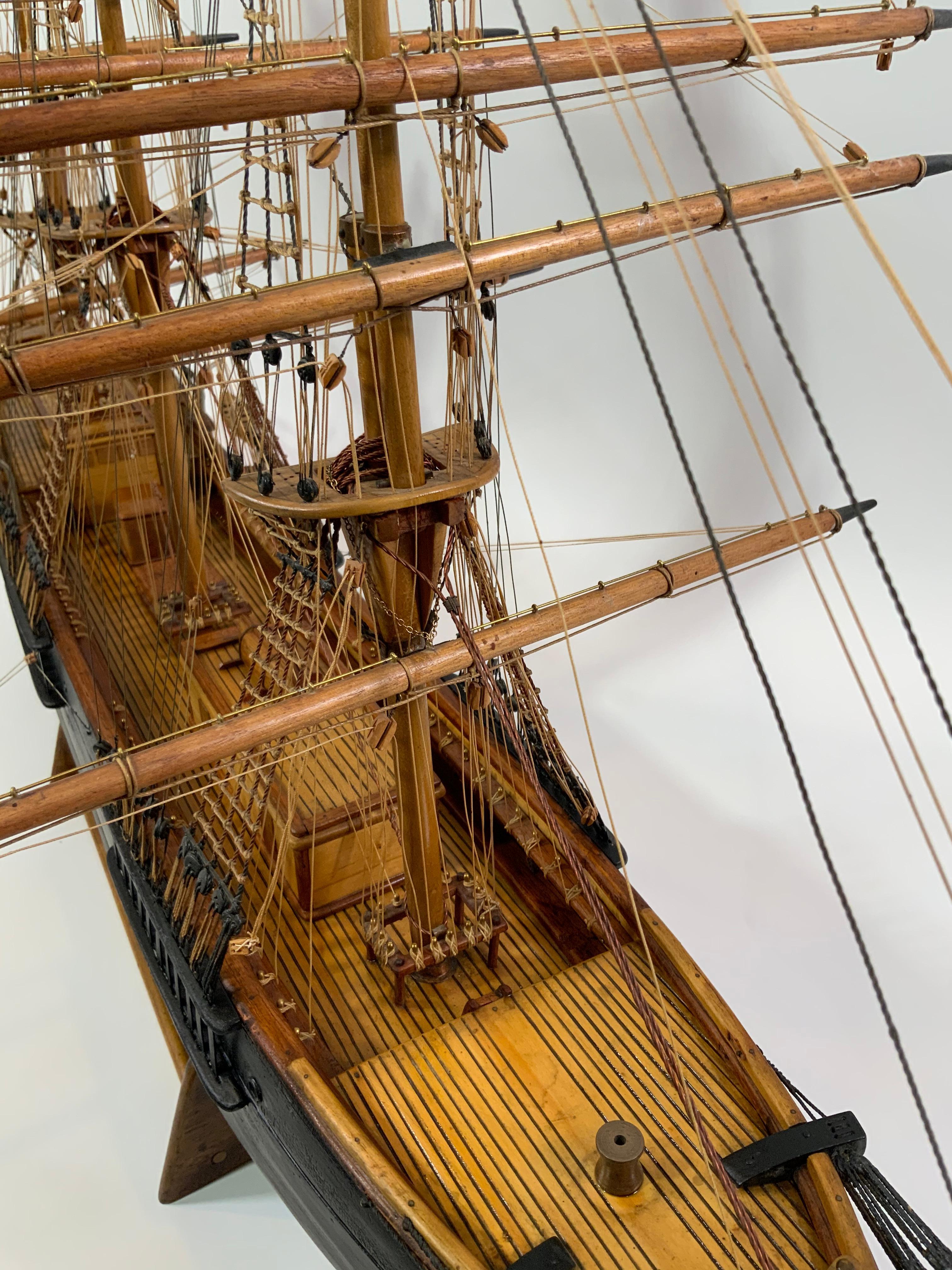 Wood Antique Clipper Ship Model For Sale