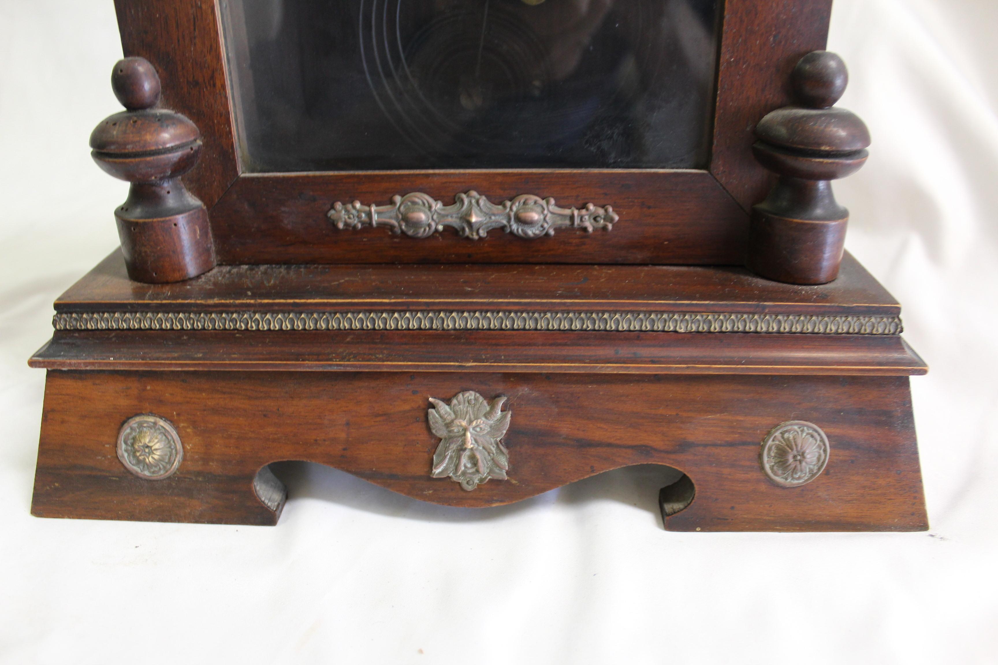 Antique Clock / Eagle top with brass appliques around  In Good Condition In Los Angeles, CA