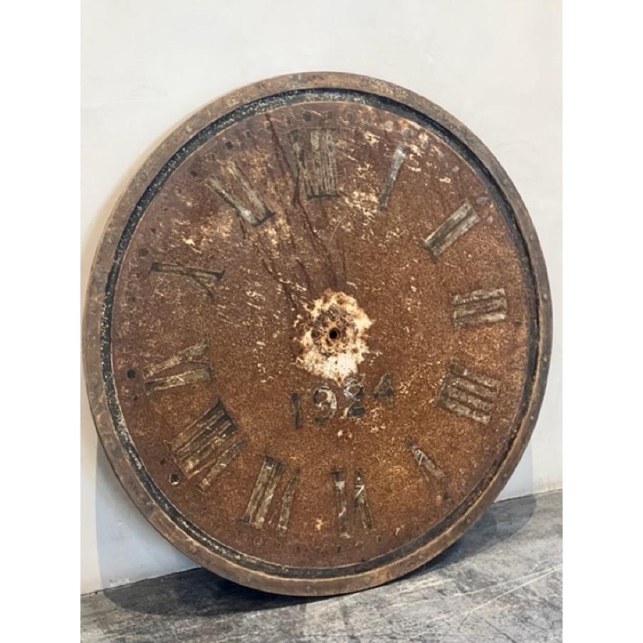 Antique Clock Face Rust and Black, 1924, AC-0124 In Fair Condition For Sale In Scottsdale, AZ