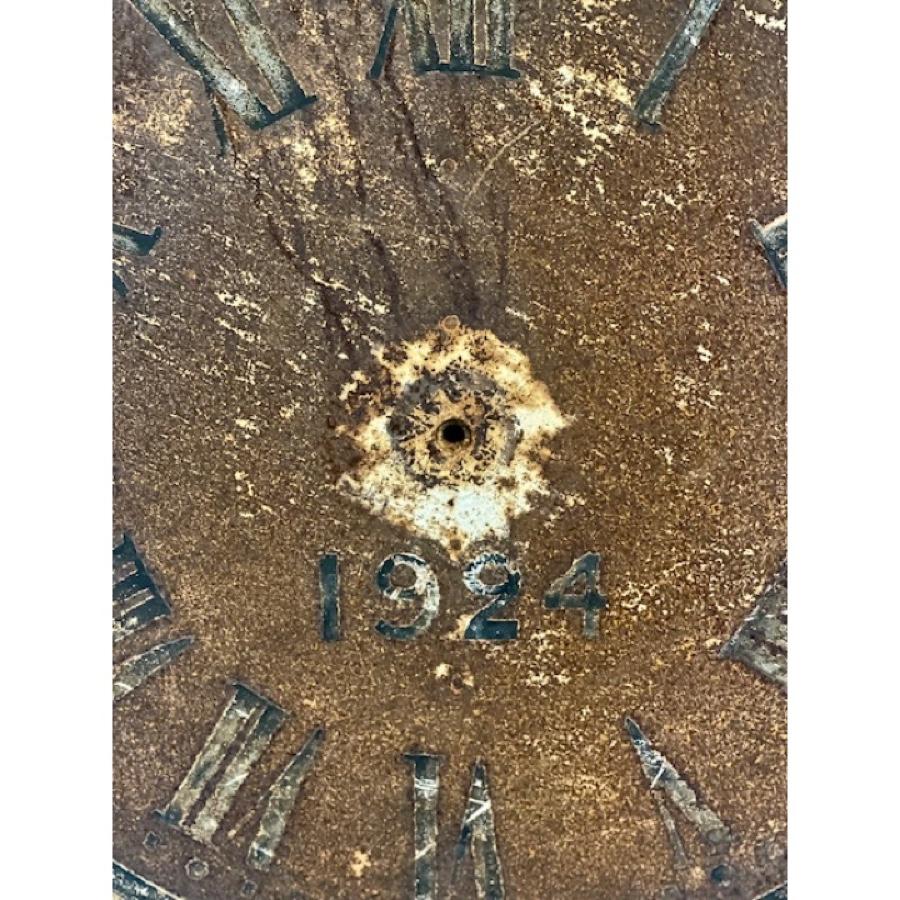 Antique Clock Face Rust and Black, 1924, AC-0124 For Sale 1